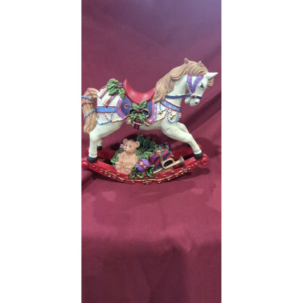 Vintage 1998 Heritage Mint Musical Rocking Horse Christmas Decorative Works EUC